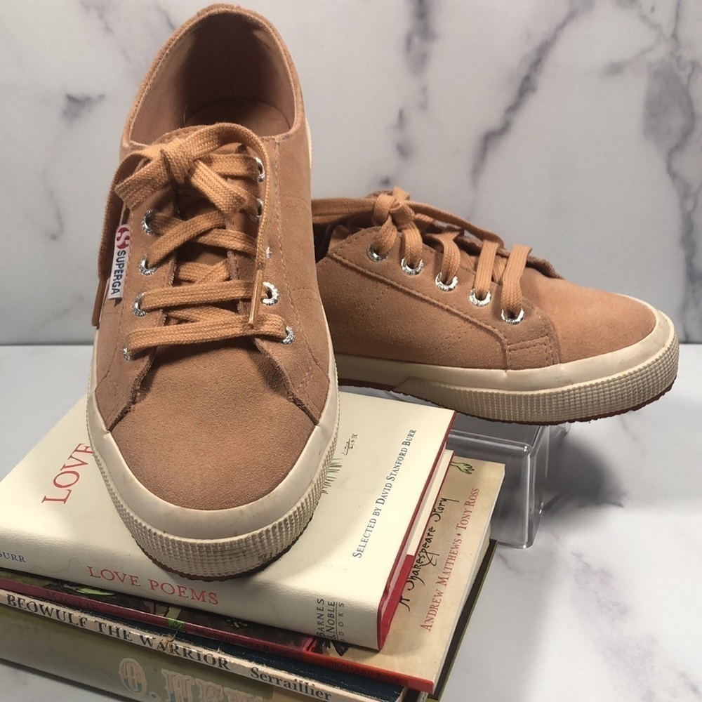 Superga Pink Suede Low Top Lace-up Sneakers, Size USW7/USM5.5/EU37.5